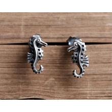 925 Sterling Silver Stud Earring Special Sea Horse Modelling Unisex